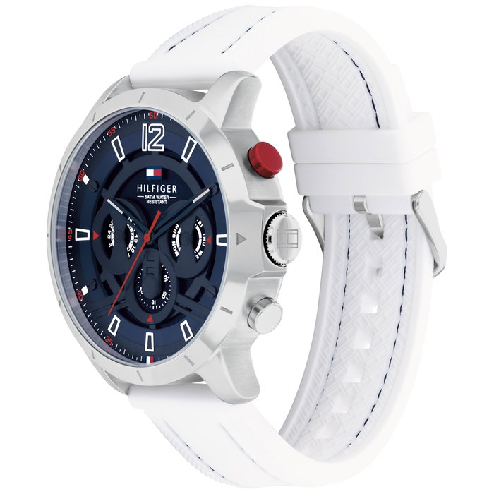 Tommy Hilfiger 1792148 con correa blanca y esfera azul
