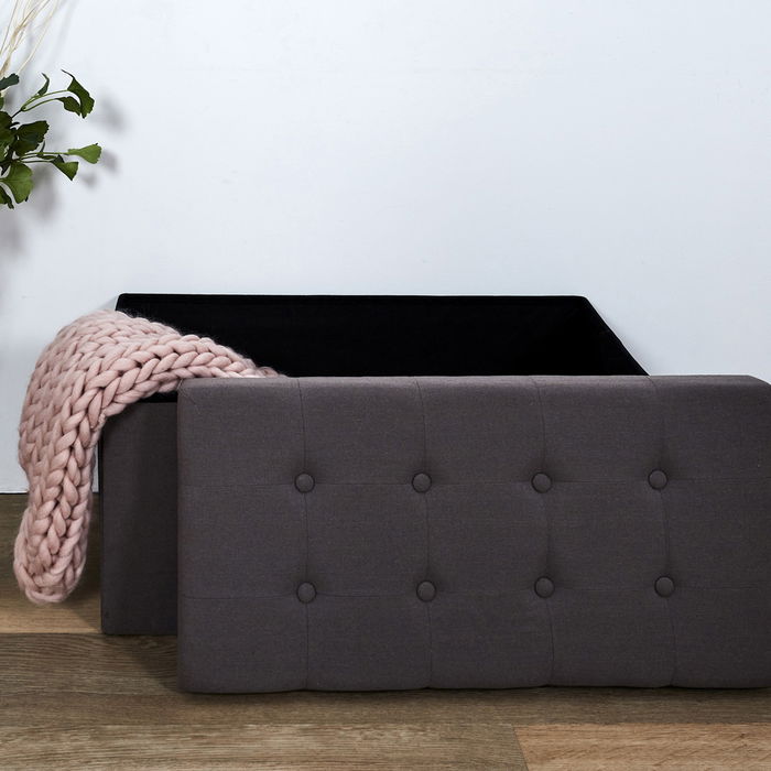 Home Deco Factory Banco Puf Plegable Eleonor Gris 76x38x38 cm