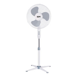 Edm Ventilador de pie blanco 45 W con altura regulable
