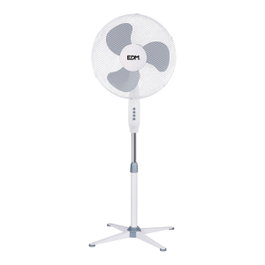 Edm Ventilador de pie blanco 45 W con altura regulable