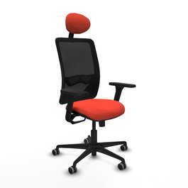 PIQUERAS Y CRESPO Silla de oficina Zulema con mecanismo Sincro, Naranja oscuro y Negro