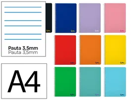 Liderpapel Cuaderno Espiral Smart A4 80 Hojas 75g Pauta 3,5mm Colores Surtidos