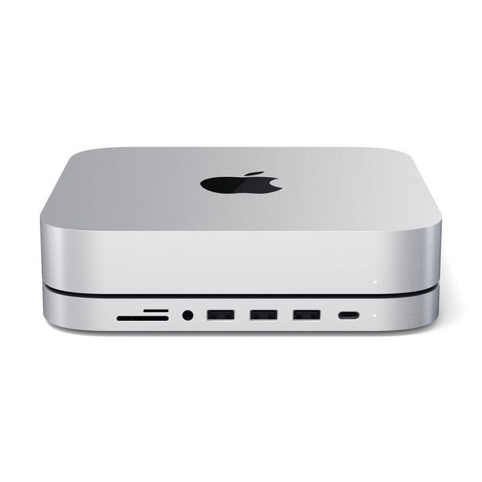 Satechi ST-AMCH Soporte y Hub USB-C para Mac Mini, 5xUSB-A/2xUSB-C/HDMI/3.5mm/Ethernet, Plateado/Negro