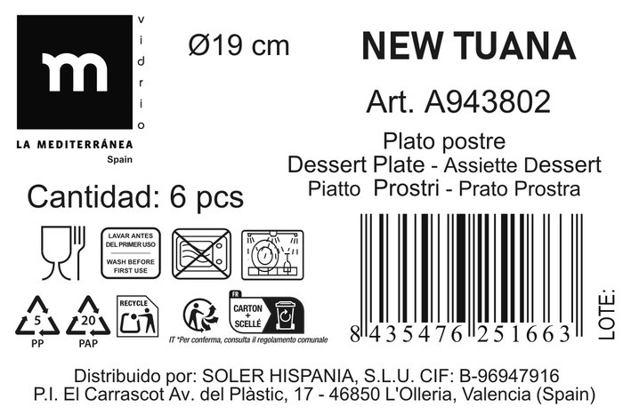 La Mediterranea Plato de Postre New Tuana ø19cm