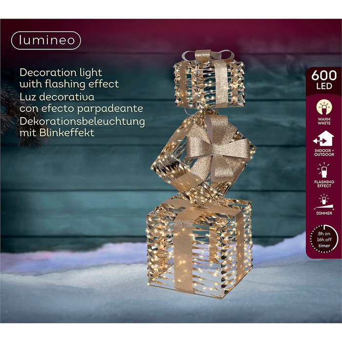 Lumineo Figura LED de Cajas de Regalo Blanco Cálido