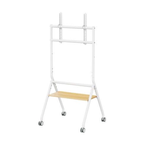 Ewent EW1582 Soporte de Suelo para TV Heavy Duty, hasta 86" (2.18 m), Blanco y Madera, 80 kg