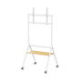 Ewent EW1582 Soporte de Suelo para TV Heavy Duty, hasta 86" (2.18 m), Blanco y Madera, 80 kg