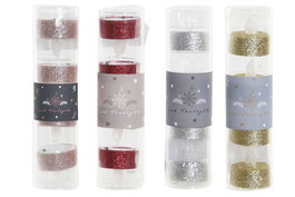 DKD Home Decor Set de 4 Velas LED con Purpurina, Surtido de Colores