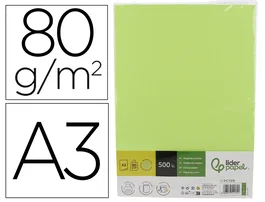 Liderpapel Papel Color Din A3 80 g Verde Neón (500 Hojas)