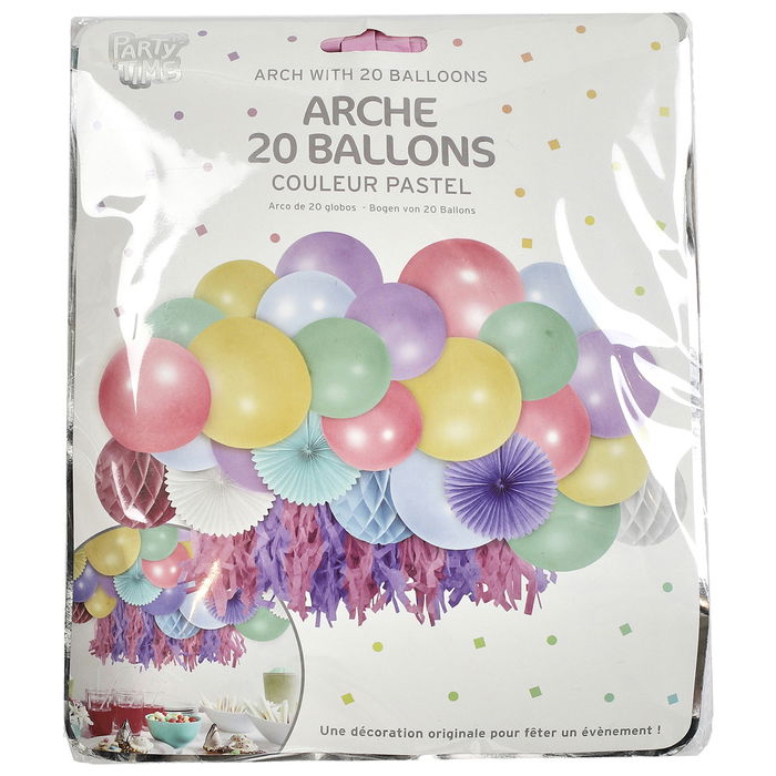 Party Time Guirnalda Globos Multicolor Kit Decorativo con Rosetones y Esferas de Papel Party Time Guirnalda Globos Multicolor Kit Decorativo con Rosetones y Esferas de Papel