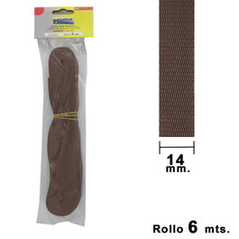 WOLFPACK LINEA PROFESIONAL Cinta Persiana Marrón 14 mm, Rollo 6 Metros