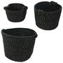 Totally Addict Juego 3 Cestos Almacenar Negro Algodón Fibra Dorada Diferentes Medidas