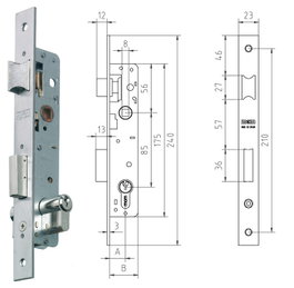 MCM Cerradura de embutir 1 punto modelo 1650-21 con acabado niquelado