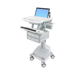 Ergotron StyleView Carro Multimedia con 6 Cajones para Portátil hasta 17.3", SLA-Antrieb, Aluminio, Altura Ajustable, Bandeja Teclado - 9.1 kg Capacidad