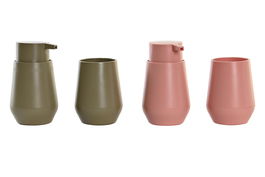 DKD Home Decor Set de 2 Piezas Baño Melocoton Verde 8.5 x 14.5 x 8.5 cm