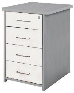 Rocada Cajonera Serie Store de 4 cajones, acabado gris y blanco