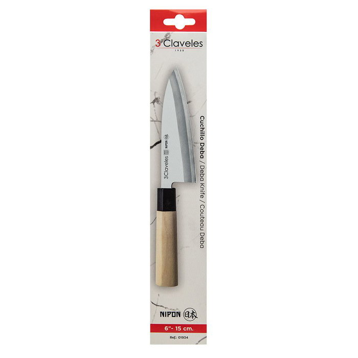 3 Claveles Cuchillo Deba Japonés Nipón Acero Inoxidable 5Cr15MoV Mango Madera Arce Hoja 15 cm
