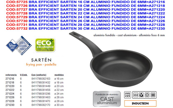 Bra Sartén Efficient A271220 de 20 cm con fondo Full Induction