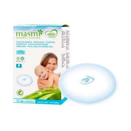 MASMI Discos de Lactancia Natural Cotton 30Ud. Algodón Ecológico Certificado Absorción Alta Sin Celulosa
