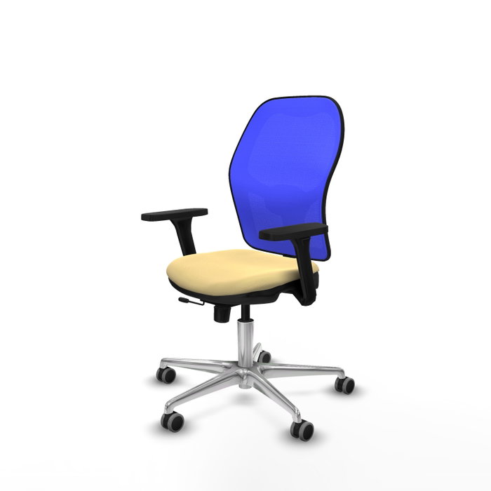 PIQUERAS Y CRESPO Silla de oficina Jorquera con mecanismo Sincro/Traslack, Crema y Azul