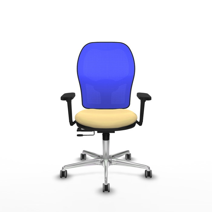 PIQUERAS Y CRESPO Silla de oficina Jorquera con mecanismo Sincro/Traslack, Crema y Azul