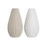 Jarrón Home ESPRIT Blanco Beige Gres Estilo artesanal 24 x 24 x 41 cm (2 Unidades)