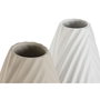 Jarrón Home ESPRIT Blanco Beige Gres Estilo artesanal 24 x 24 x 41 cm (2 Unidades)
