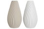 DKD Home Decor Set de 2 Jarrones Artesanales de Gres Beige y Blanco