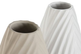 DKD Home Decor Jarrón de Gres Beige o Blanco 40 cm de Alto (24x40x24 cm) - Pack de 2 Unidades