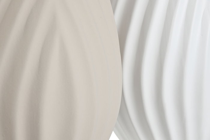 DKD Home Decor Jarrón de Gres Beige o Blanco 40 cm de Alto (24x40x24 cm) - Pack de 2 Unidades