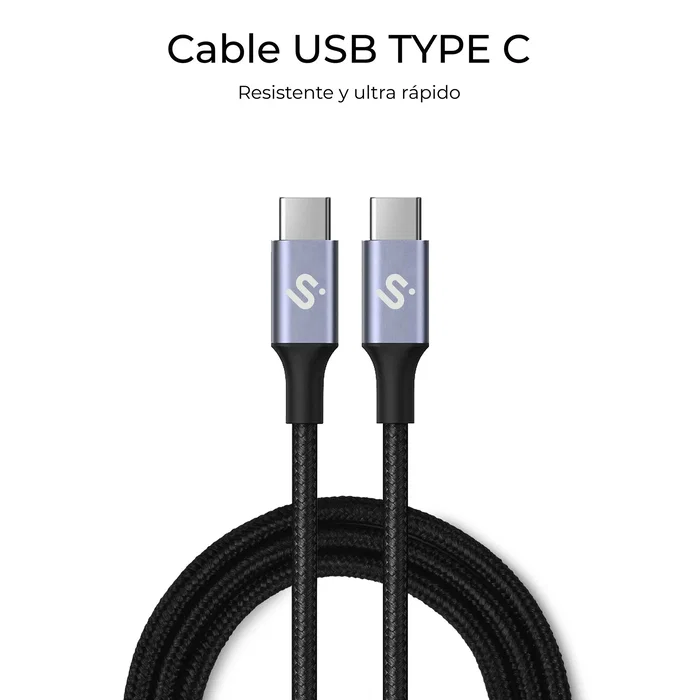 Subblim Cable Plus USB-C a USB-C 100W 1m Negro SUBCAB-C10001