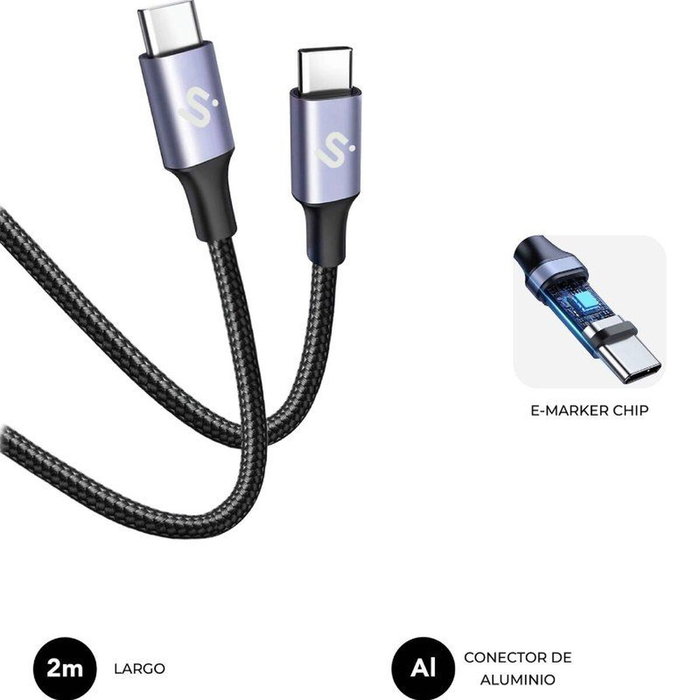 Subblim Cable Plus USB-C a USB-C 100W 1m Negro