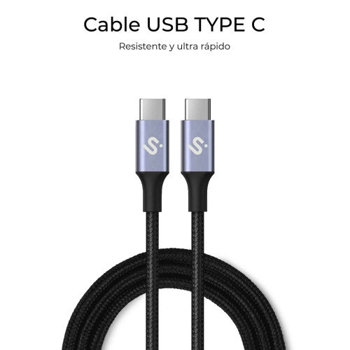 Subblim Cable Plus USB-C a USB-C 100W 1m Negro
