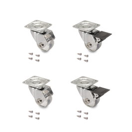 Emuca Lote de 4 ruedas Slip 3 transparentes con placa de montaje, diámetro 35mm, Acero y Plástico