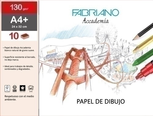 Fabriano Láminas de Dibujo 24x32 Lisa Bolsa de 10 Fabriano Láminas de Dibujo 24x32 Lisa Bolsa de 10