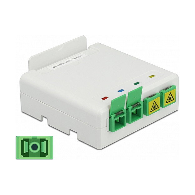 DeLOCK Caja de conexión de fibra óptica para carril DIN 4x SC Simplex o LC Duplex