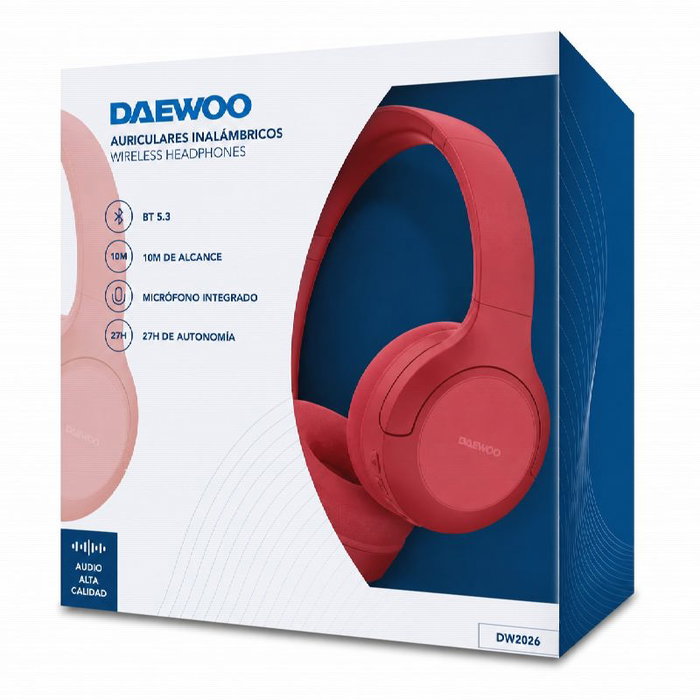 Daewoo DW2026 Auriculares Inalámbricos con Micrófono, Rojo