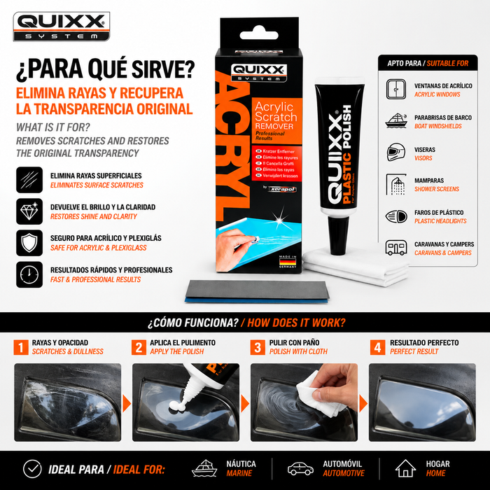 Quixx QQ10003 Removedor de Arañazos para Acrílico y Plexiglás