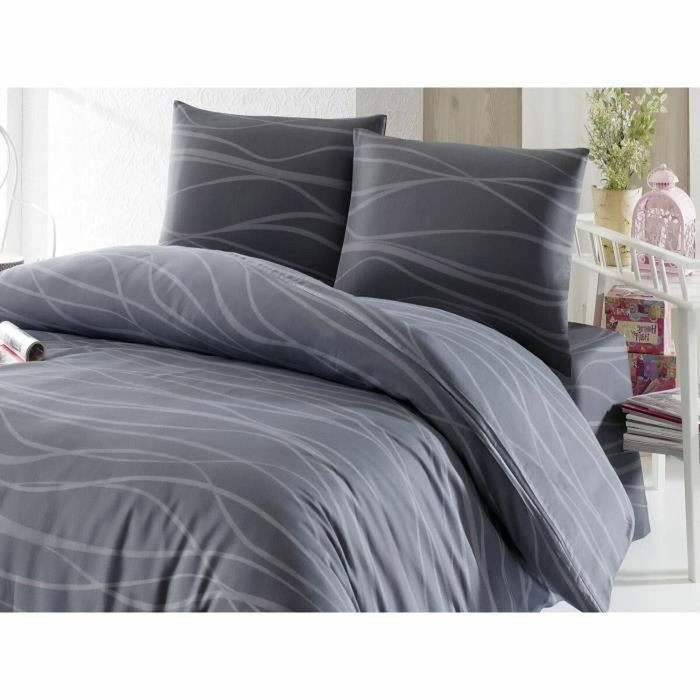 Juego de cama gris con funda nórdica y fundas de almohada, 220x240 cm Juego de cama gris con funda nórdica y fundas de almohada, 220x240 cm