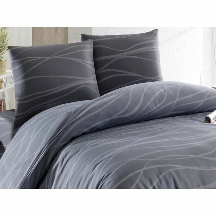 Juego de cama gris con funda nórdica y fundas de almohada, 220x240 cm Juego de cama gris con funda nórdica y fundas de almohada, 220x240 cm