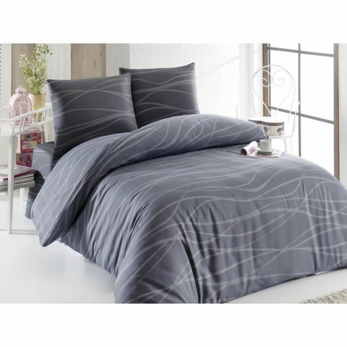 Juego de cama gris con funda nórdica y fundas de almohada, 220x240 cm Juego de cama gris con funda nórdica y fundas de almohada, 220x240 cm