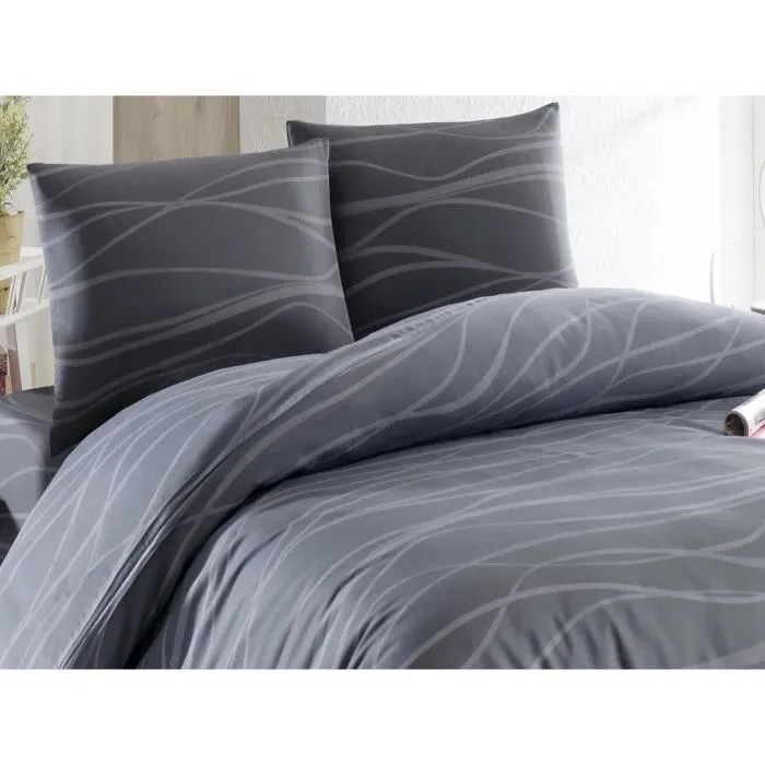 Juego de Cama Funda Nórdica 220x240 cm y Fundas Almohada 60x60 cm - 65% Algodón, 35% Poliéster - Gris Juego de Cama Funda Nórdica 220x240 cm y Fundas Almohada 60x60 cm - 65% Algodón, 35% Poliéster - Gris
