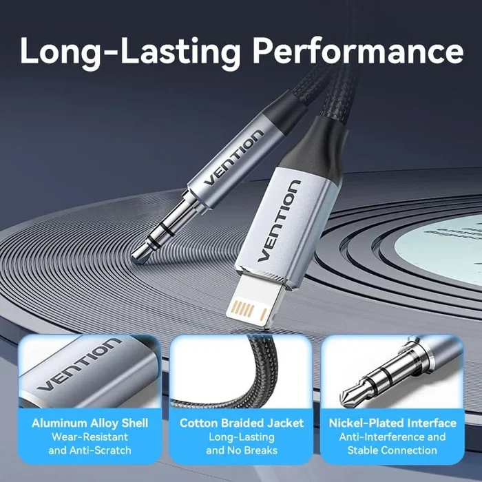 Vention Adaptador de Audio Lightning a Jack 3.5mm Gris 1m