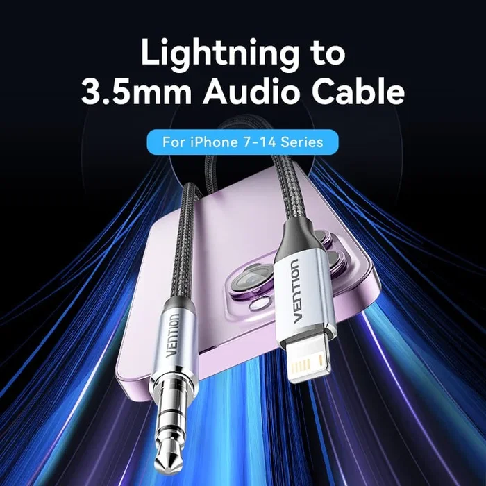Vention Adaptador de Audio Lightning a Jack 3.5mm Gris 1m