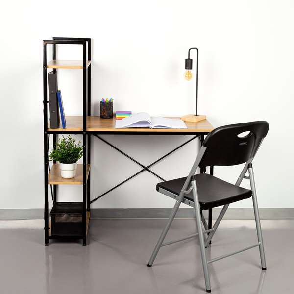 Max Home Mesa Escritorio con Estantería 100x52x120 cm Acero y Melamina