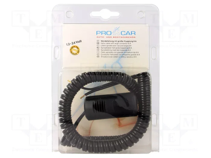 PRO CAR Cable alargador para mechero de coche 12-24V 8A