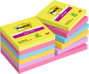 Post-it Pack de 12 Blocs de Notas Adhesivas Super Sticky 76x76 mm Colores Surtidos