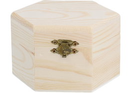 Innspiro Caja de pino macizo hexagonal 12x10,5x7cm