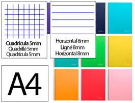 Liderpapel Cuaderno Espiral A5 Micro Jolly Tapa Forrada 140 Hojas 75gr Cuadro 5mm Colores Surtidos
