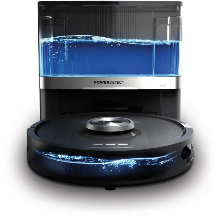Shark RV2800YEEU Robot Aspirador y Fregador, Negro/Plata, LiDAR, Carga y Autovaciado Sin Bolsa (0.3 L), Estación Base con Depósito de Agua (1.7 L), Para Alfombra y Suelo Duro